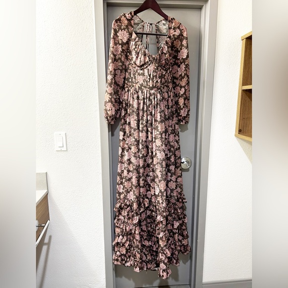 NWT V Chapman The Carmella Dress in Chocolate Peony Print Anthropologie - Picture 12 of 15